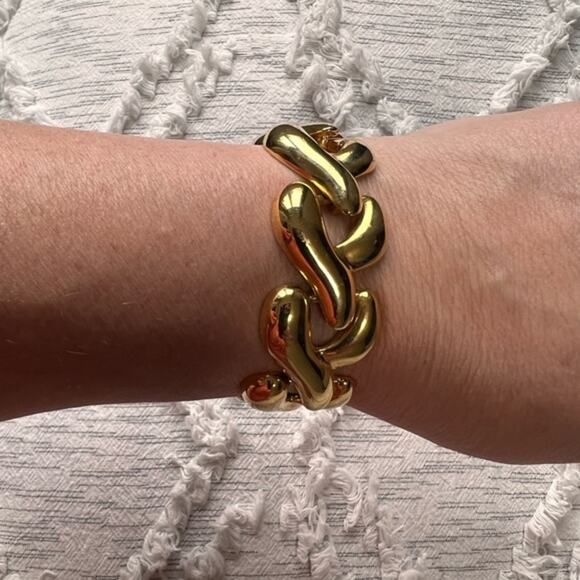 Vintage 1980s Carolee Chunky Gold Toned‎ Chain Link Bracelet - Picture 1 of 8